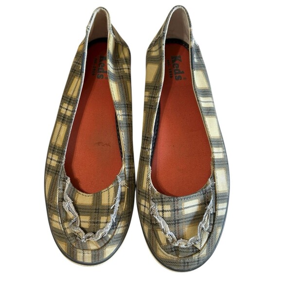 Keds Buttercup Plaid Mini Canvas Ivory Gray Cushion Slip On Flat Shoes Size 7.5 - Picture 5 of 11